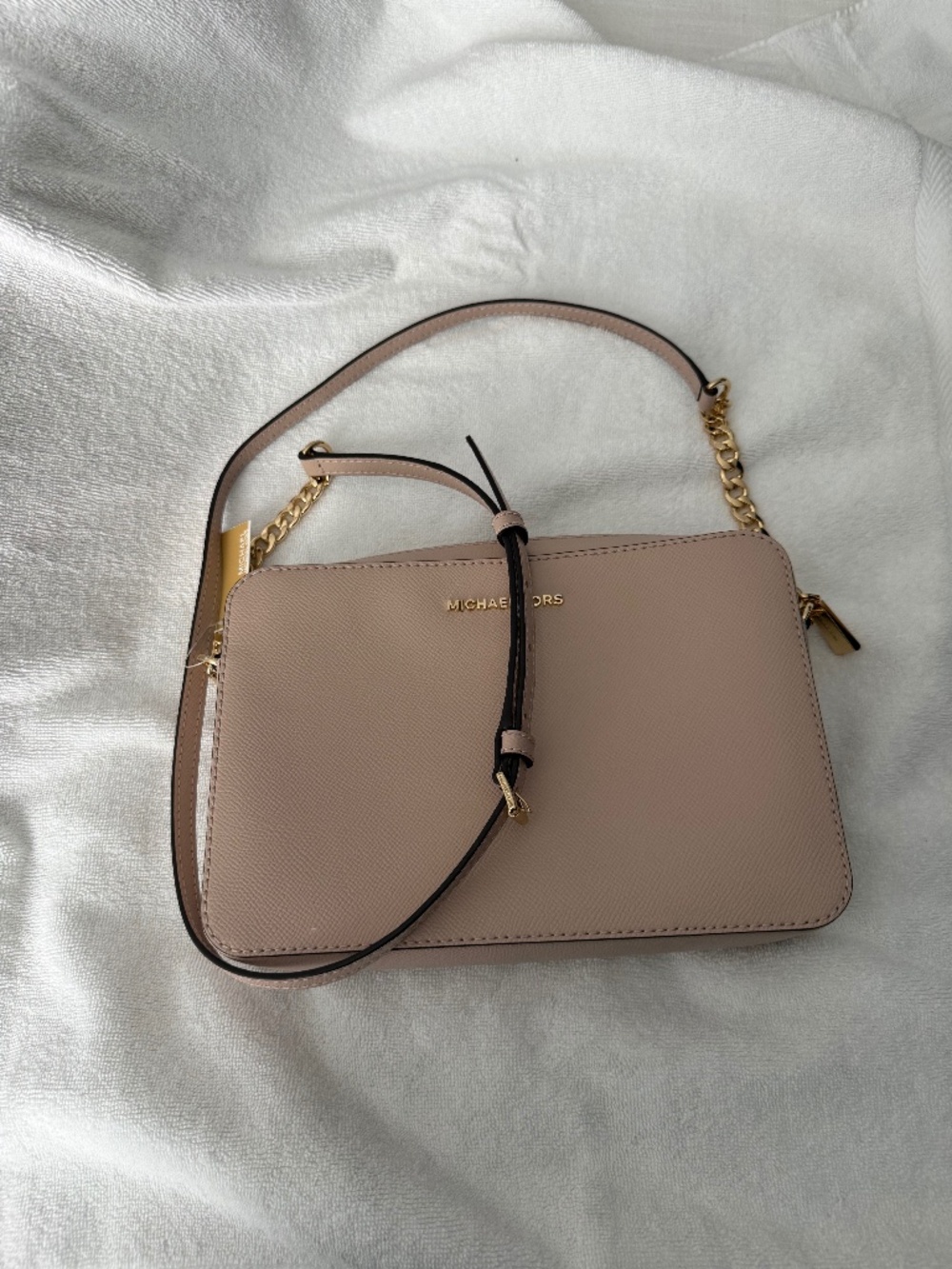 Michael Kors Blush Pink Crossbody Bag Leather Gold Chain Strap NWT